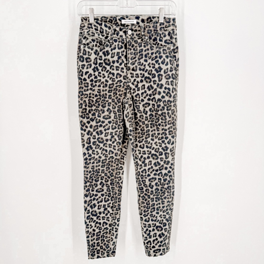 Good American Leopard Print Waist Crop